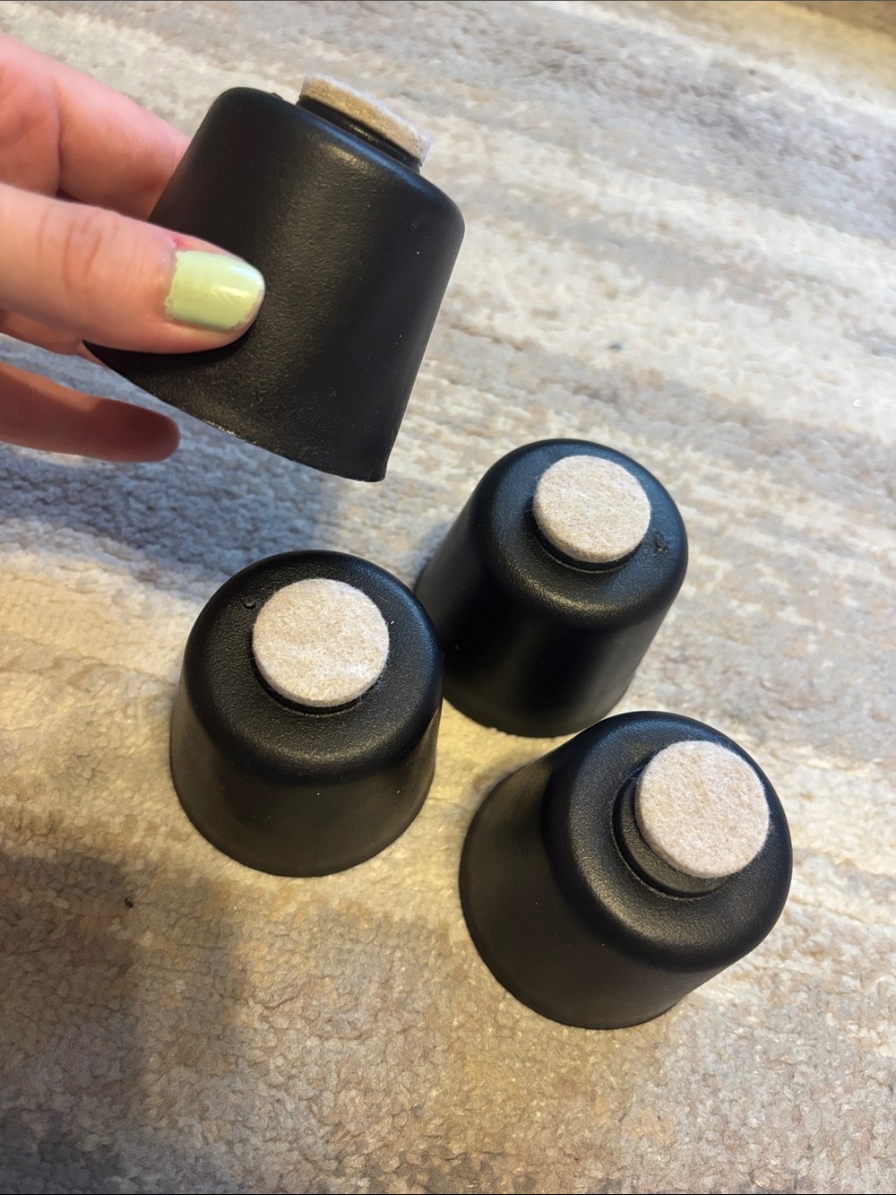 Black Protective Furniture Feet Caps with Felt Pads - Set of 4